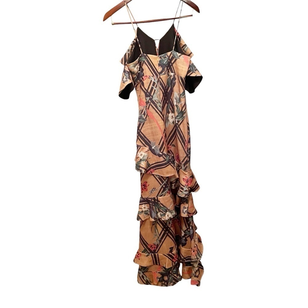 PatBO Moana Yellow Floral Maxi Dress Off Shoulder Ruffle Size 2 - Picture 5 of 8